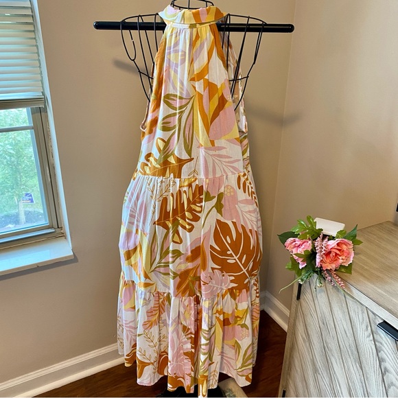 Nicole Miller Tropical Tiered Sleeveless Dress Size L - NEW - Picture 7 of 11